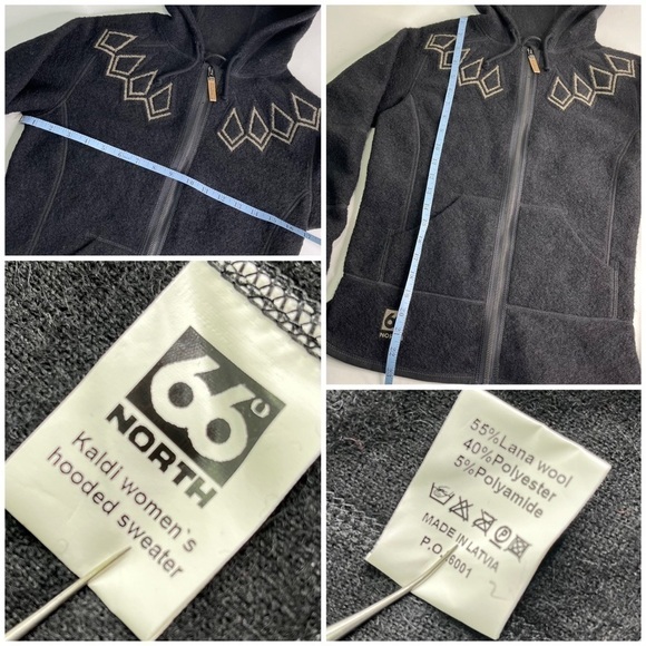 66 North Black Kaldi Arctic Wool-Blend Hooded Icelandic Zip-up Hoodie Sweater - Picture 16 of 16